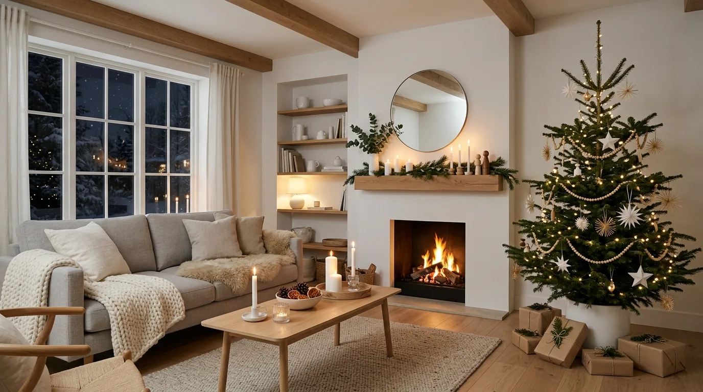 Scandinavian Christmas decor creating a minimal cozy holiday.